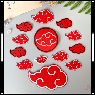 ♥ แผ่นแพทช์เหล็ก ลายก้อนเมฆ สีแดง สําหรับองค์กร Akatsuki ♥ แผ่นแพทช์รีดติดเสื้อ DIY 1 ชิ้น