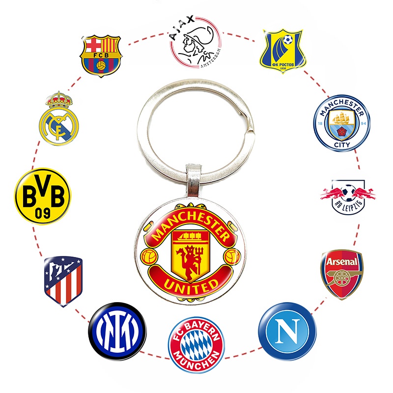 จี้พวงกุญแจคริสตัลใส-รูปสโมสรฟุตบอลโลกยุโรป-สีใส