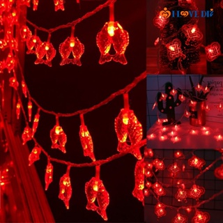 สายไฟสตริง รูปปม สีแดง สําหรับแขวนตกแต่งบ้าน เทศกาลปีใหม่จีน