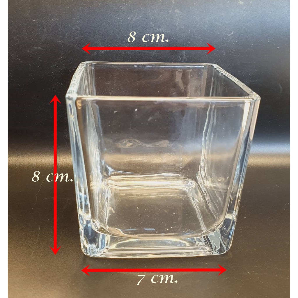 แก้วใสสี่เหลี่ยม-สำหรับเทเทียนหอม-เทียนเจล-แก้วเทียน-แก้วทีไลท์