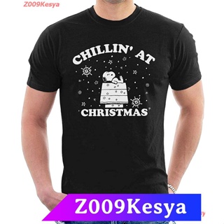 Tee Z009Kesya เสื้อยืดสีพื้นผู้ชาย Peanuts Chillin At Christmas Snoopy Mens T-Shirt sale Peanuts