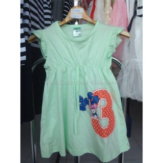 TNG-214 เสื้อแขนกุดเด็กผู้หญิง สีเขียว ลายหมี Size-90 (1-2Y)