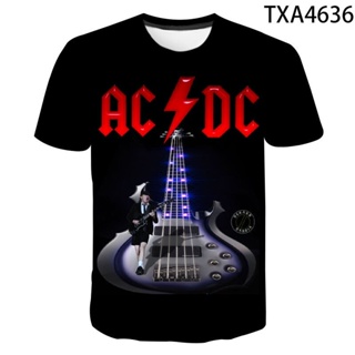 Summer 3D Printing ACDC T-shirt Rock Style Mens and Womens Round Neck Short-sleeved T-shirt Casual Top XS-6XL