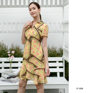 AMILA Dress AM-D1008 โคโม่ชีราเม้นท์ แขนสั้น IGPU22-6