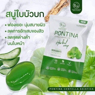 สบู่ใบบัวบกลดสิวพรทิน่า Pontina Herbal Soap