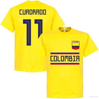 【cotton Tshirts👕】เสื้อยืดคอกลม แขนสั้น พิมพ์ลาย O-O World Cup Colombia Jersey Fans Cuadrado James สีเหลือง พลัสไซซ์