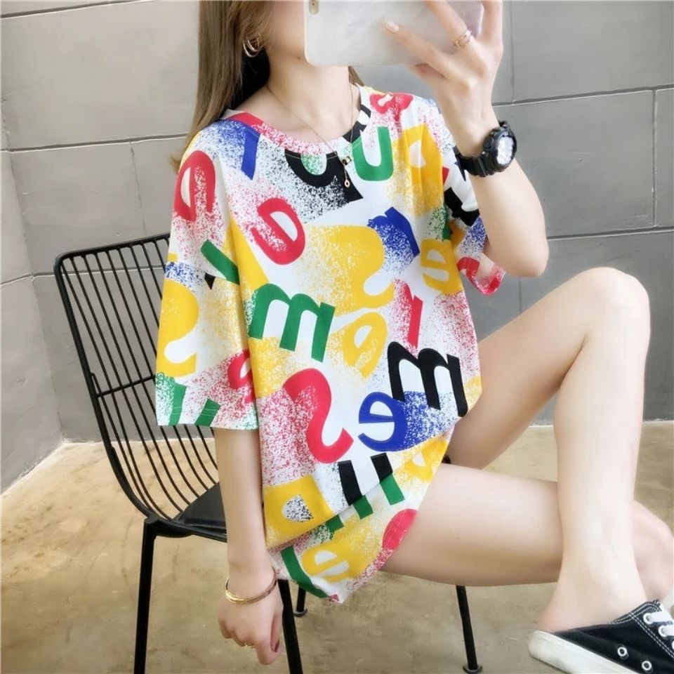 พร้อมส่ง-ใหม่-เสื้อยืดแขนสั้น-สไตล์ฮาราจูกุ-ฮ่องกง-สําหรับผู้หญิง-คู่รัก