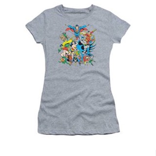 Dc - Justice League Assemble Womens T-Shirt เสื้อผู้ชายเท่ เสื้อยืดวินเทจ เสื้อยืด oversize