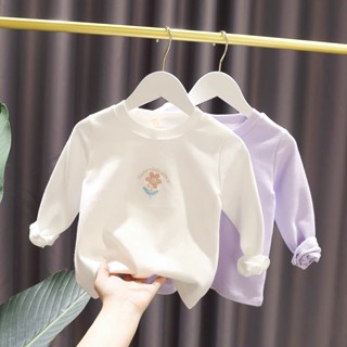 [Babycat] พร้อมส่ง ขายดี เสื้อยืดแขนยาว ผ้าฝ้าย สไตล์เกาหลี ญี่ปุ่น เรียบง่าย แฟชั่นฤดูใบไม้ผลิ สําหรับเด็กผู้หญิง อายุ 1-5 ปี