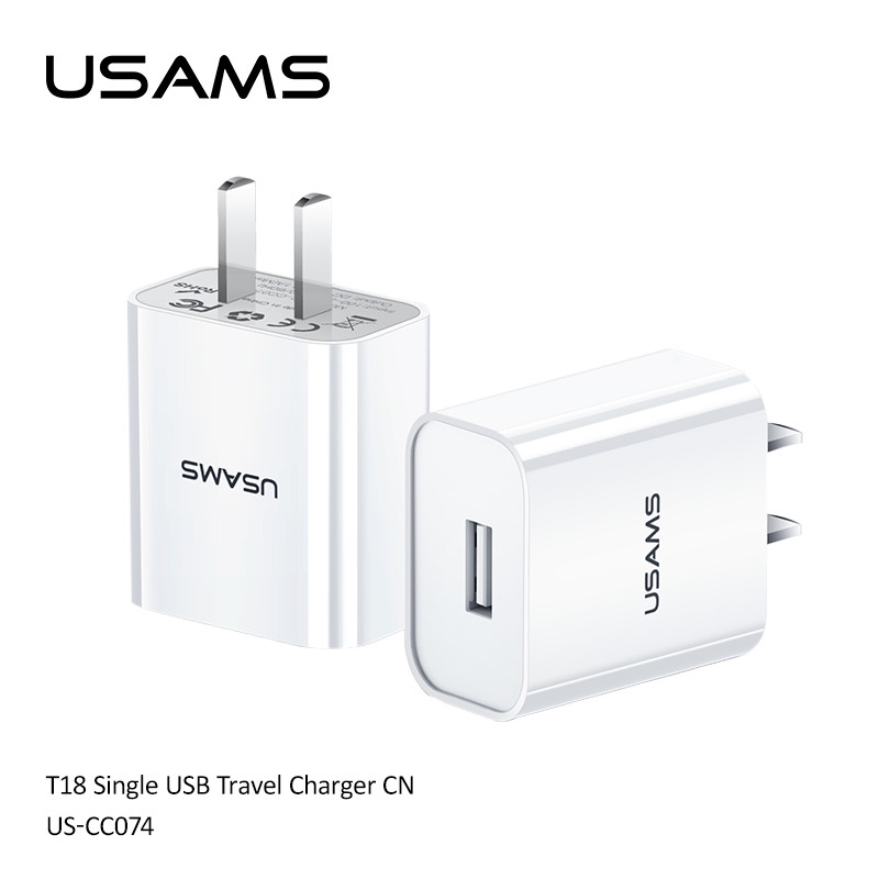 usams-ที่ชาร์จโทรศัพท์-ที่ชาร์จมือถือรูusb-ชาร์จเร็ว2aใช้ได้กับทุกยี่ห้อ-รุ่นt18