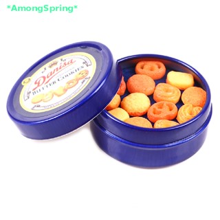 Amongspring&gt; ชุดกล่องดีบุก คุกกี้ ขนาดเล็ก 1/12 สีฟ้า สําหรับบ้านตุ๊กตา 1 ชิ้น