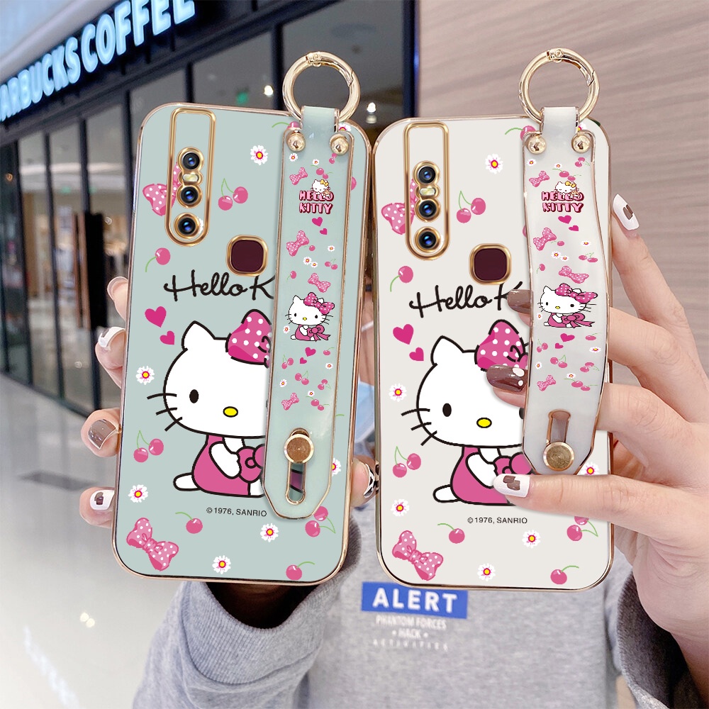 เคสโทรศัพท์มือถือนิ่ม-กันกระแทก-ป้องกันเลนส์กล้อง-ลายเฮลโลคิตตี-พร้อมสายคล้องข้อมือ-สําหรับ-vivo-1919-1819-1920-1818-1918-2018-1935-1951-1938