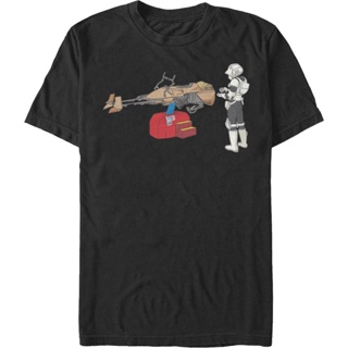 Scout Trooper Coin Operated Bike Ride Star Wars T-Shirt Tee เสื้อยืด cotton เสื้อสีขาว เสื้อยืดแฟชั่น