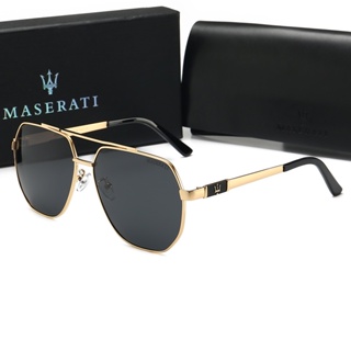 Maserati แว่นตากันแดดแฟชั่น กรอบสีทอง ป้องกันรังสียูวี หรูหรา พร้อมกล่อง สําหรับผู้ชาย และผู้หญิง