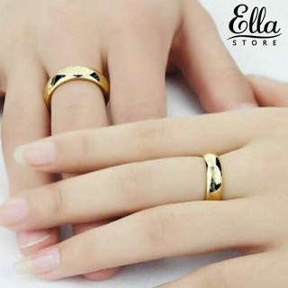 Ellastore123 แหวนแต่งงาน พิมพ์ลายตัวอักษร เหล็กไทเทเนียม สําหรับผู้ชาย และผู้หญิง