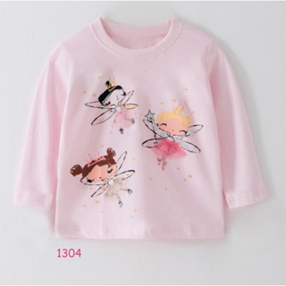 TLG-1304 เสื้อแขนยาวเด็กผู้หญิง sweater สีชมพู ลายGirl
