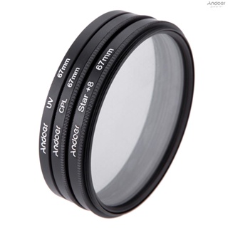 Andoer 67mm Filter Set UV + CPL + Star 8-Point Filter Kit with Case for    DSLR Camera Lens