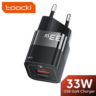 Toocki 33W GAN USB Charger Type C PD Fast Charger Mini USB C Charger Quick Wall Mount Charger EU US Plug Adapter สําหรับ IP Xiaomi Huawei