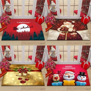 พรมปูพื้น กันลื่น ลายคริสต์มาส สีแดง เหมาะกับของขวัญ สําหรับตกแต่งบ้าน ห้องนั่งเล่น งานเทศกาล