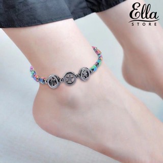 Ellastore123 สร้อยข้อเท้าหิน ทรงกลม ป้องกันความเมื่อยล้า หลากสี เครื่องประดับ สําหรับผู้หญิง