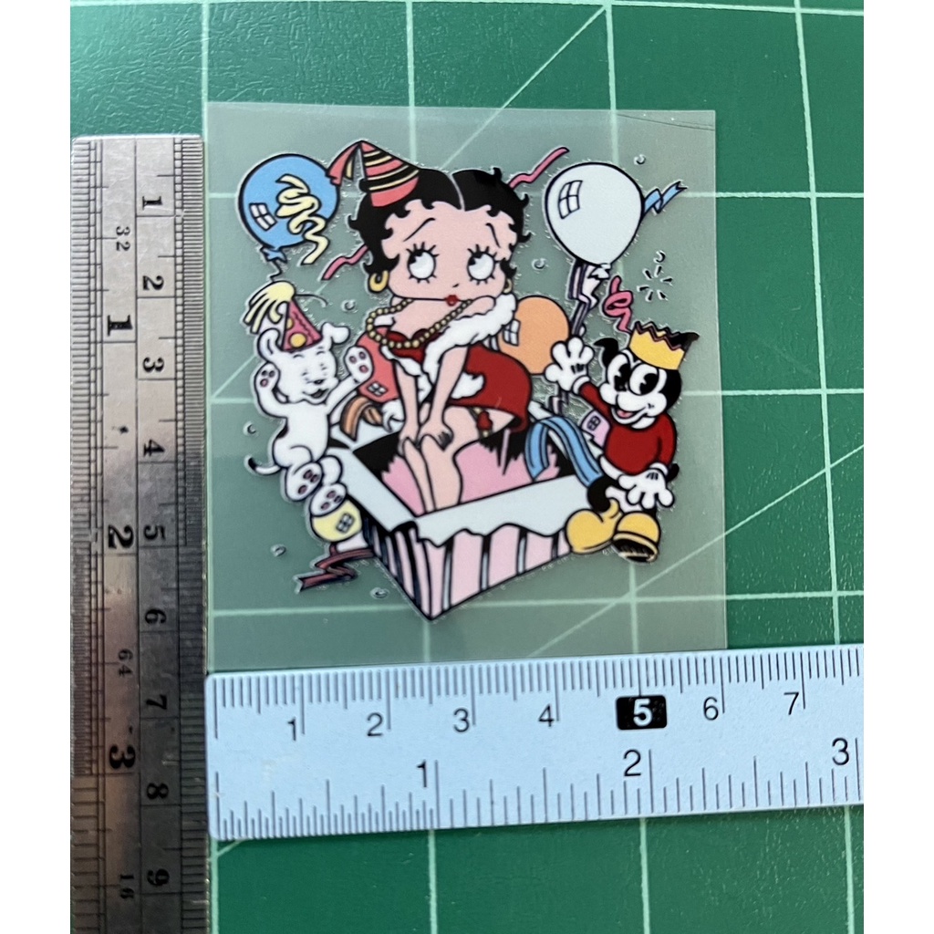 ตัวรีดการ์ตูน-betty-boop-ผู้หญิงผมดำเช็กชี่-สติกเกอร์รีดติดเสื้อ