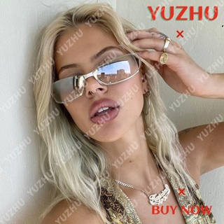 (YUZHU) Y2k Babes Steampunk แว่นกันแดดแฟชั่น โลหะ สไตล์วินเทจ ตะวันตก ตัดขอบได้