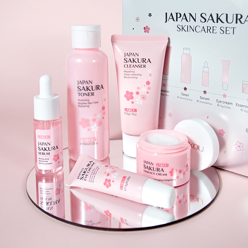 ภาพสินค้าLAIKOU Japan Sakura Skin Care Set Brighten Skin Tone Nourishing Moisturizing Skincare 5pcs/Set จากร้าน laikou.thailand บน Shopee ภาพที่ 4