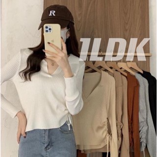 1LDK 🌈พร้อมส่ง 🌈 เสื้อไหมพรม แขนยาว คอปก รูดข้าง ผ้าหนาใส่สบาย (8899-2)