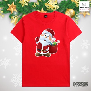 เตรียมจัดส่ง เสื้อยืดคริสต์มาส Christmas &amp; Happy new year ผ้าคอตตอล 100% (MCR25) ชุดคริสต์มาสใหม่