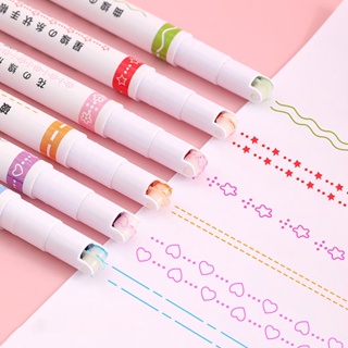 ชุดปากกาไฮไลท์ ทรงโค้ง 6 สี สําหรับผู้ใหญ่ เด็ก เหมาะกับการวาดภาพ ตกแต่งการ์ด สมุดระบายสี