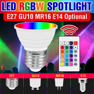 โคมไฟสปอตไลท์ E27 RGB AC 85-265V GU10 Led สีขาวอบอุ่น สําหรับตกแต่งบ้าน ห้องครัว