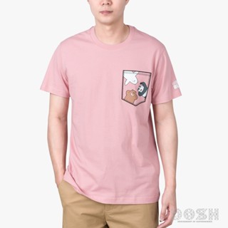 DOSH:UNISEX T-SHIRTS WE BARE BEARS เสื้อยืดคอกลม แขนสั้น สีชมพู รุ่นDBBMT5019-PI