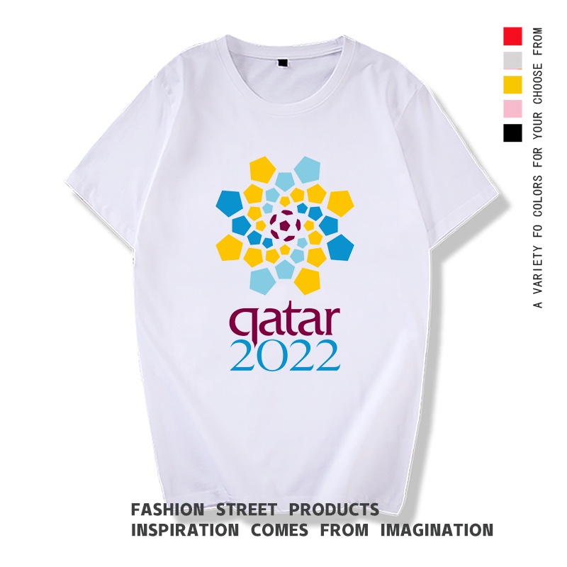 2022กาตาร์ฟุตบอลโลกฟุตบอลแขนสั้นเสื้อยืดแฟนชายกลุ่มกิจกรรมบาร์วัฒนธรรมเสื้อ