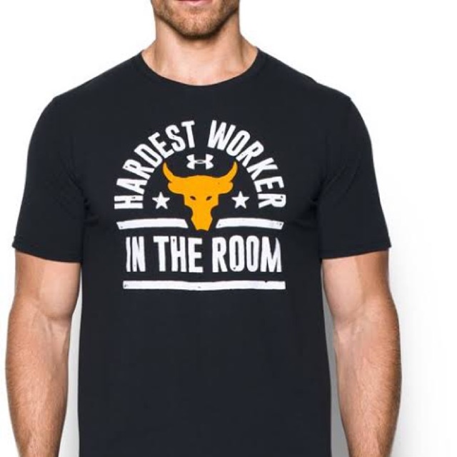 เสื้อยืด-hot-sale-dwayne-johnson-the-rock-hardest-worker-in-the-room-t-shirt