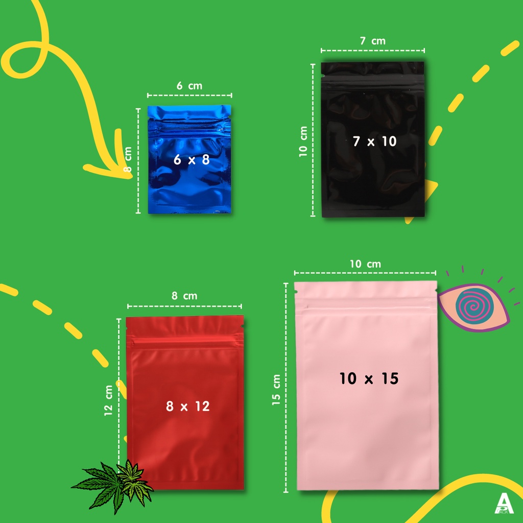 ซองซิปล็อคอลูมิเนียมฟอยล์ซีล-3-ด้านก้นแบน-50ใบ-มี-8-สี-5ขนาด