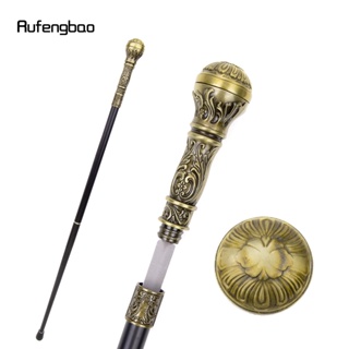 Bronze Luxury Round Handle Walking Stick with Hidden Plate Self Defense Fashion Cane Plate Cosplay Crosier Stick 93cm