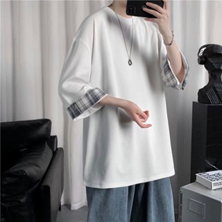 เสื้อยืดแขนสั้นลําลอง ทรงหลวม สีพื้น แฟชั่นฤดูร้อน สําหรับผู้ชาย