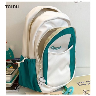 TAIDU กระเป๋าเป้นักเรียน กระเป๋าเป้ย้อนยุคสไตล์ญี่ปุ่น เรียบง่ายอินเทรนด์ ามจุขนาดใหญ่