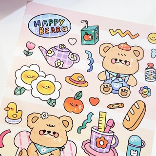 พร้อมส่ง // สติ๊กเกอร์ happy bear แบรนด์ happie.stickie 💖🌈