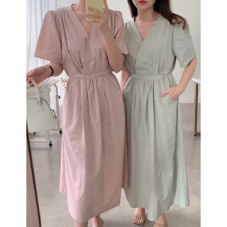 (พร้อมส่ง) Pastel minimal dress 🍨🌭C3689 เดรสยาวสไตล์เกาหลี เดรสยาวมินิมอล เดรสยาวมินิมอลเกาหลี เดรสทำงาน