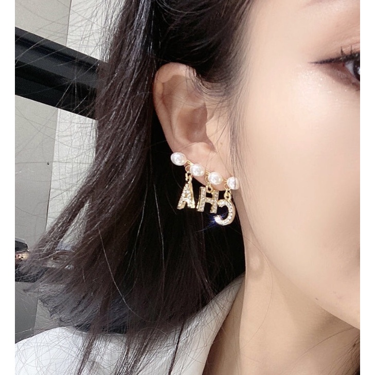 ต่างหูห่วง-ประดับมุก-เพชร-สําหรับผู้หญิง