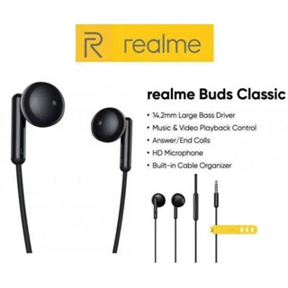 ส่งจากไทย หูฟัง เรียวมี หูฟัง Realme Buds Cassic ของแท้ เสียงดี มีไมโครโฟนในตัว ช่องเสียบ แจ็คกลม 3.5mm Headphone