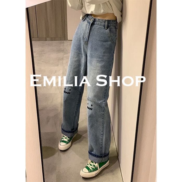 emilia-shop-กางเกงขายาว-กางเกงเอวสูง-กางเกงขายาวผู้หญิงสไตล์เกาหลี-2022-ใหม่-ทันสมัย-chic-unique-พิเศษ-es220340-36z230909
