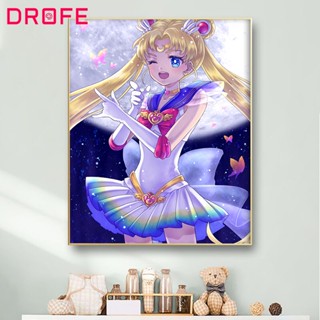 Drofe【40*50 ซม.】ภาพวาดสีน้ํามันบนผ้าใบ ตามตัวเลข รูปเซเลอร์มูน สําหรับผู้ใหญ่