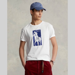 Polo Ralph Lauren TEE Custom Slim Fit Big Pony Logo T-Shirt เสื้อยืด รุ่น MNPOTSH1N821351 สี 100 WHITE