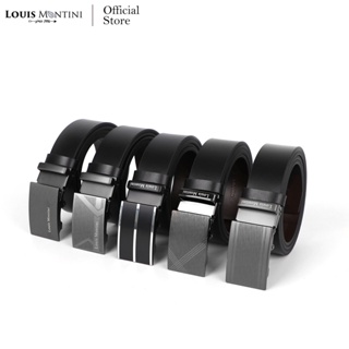 ภาพหน้าปกสินค้าLouis Montini Automatic เข็มขัดหนังวัวแท้ หัวออโต้เมติค เข็มขัดหนังแท้ ลุคนักธุรกิจ หนังเรียบ รุ่น MGN369 ที่เกี่ยวข้อง