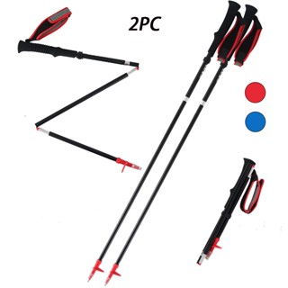 2Pcs Climbing Walking Stick Outdoor 4-Section Folding Trekking Poles Telescopic Ultralight Camping Trail Running Hiking