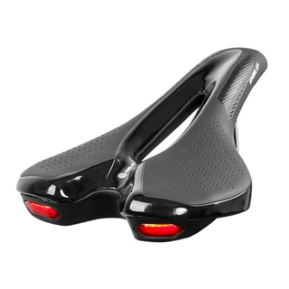 Bike Saddle Bicycle Soft Saddle with USB Charging Warning Taillight Breathable Seat Cushion for Mountain Bike [YYH05]