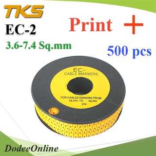 .เคเบิ้ล มาร์คเกอร์ EC2 สีเหลือง สายไฟ 3.6-7.4 Sq.mm. 500 ชิ้น (พิมพ์ บวก ) รุ่น EC2-9Plus DD