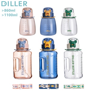 Diller ขวดน้ํา ขนาดใหญ่ ปลอด BPA พร้อมหลอดดูด และหลอดดูด สําหรับเล่นกีฬา (860 มล. 1100 มล.) D2304